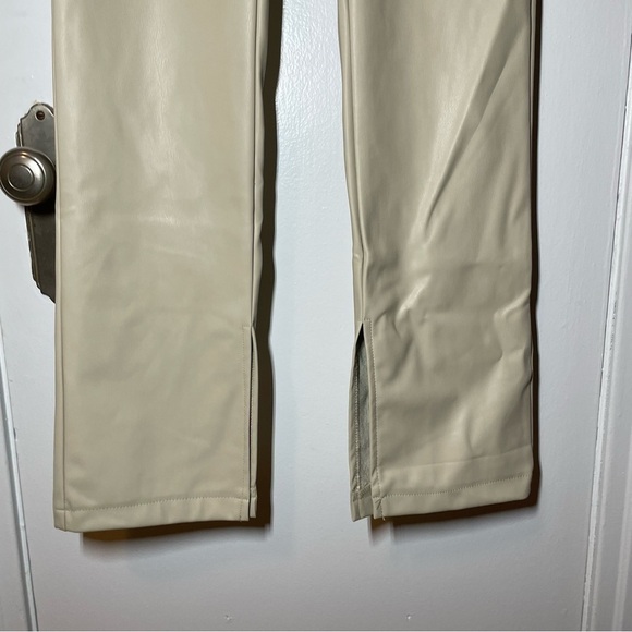 Nwt ZARA FAUX LEATHER SLIM FLARE TROUSERS WITH SLITS SIZE US 4 - Picture 9 of 13